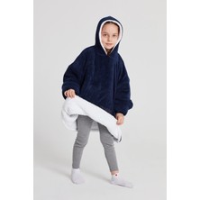 Poffy Çocuk Oversize Giyilebilir Battaniye Tek Beden Çok Rahat 12 Yaş Altı Unisex Hoodie Peluş Kapüşonlu Sweatshirt