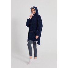 Poffy Oversize Giyilebilir Battaniye Tek Beden Çok Rahat Unisex Hoodie Peluş Kapüşonlu Sweatshirt