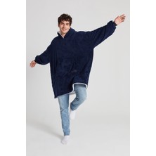 Poffy Oversize Giyilebilir Battaniye Tek Beden Çok Rahat Unisex Hoodie Peluş Kapüşonlu Sweatshirt