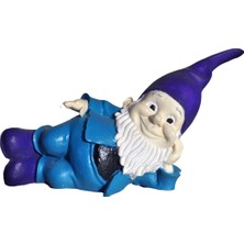 Nesli Butik Yatan Cüce Gnome 11 cm Dekoratif El Boyaması Biblo