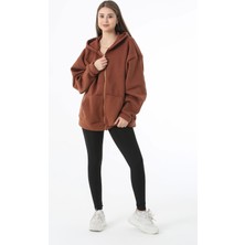 Unisex Oversize Fermuarlı Kapüşonlu Yumuşak Dokulu Sweatsihrt