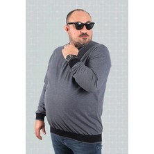 Moc Grande Uzun Kol Tişört Erkek Regular Fit Bisiklet Yaka %100 Pamuk Antrasit