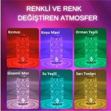 Bekaze Kristal Şarjlı Masa Lambası, LED Abajur, Dokunmatik + Kumandalı Model