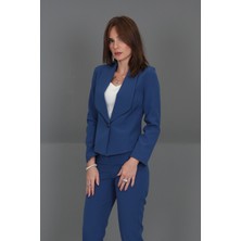 Önder Özsoy Amerikan Yaka Kısa Klasik Ceket-İndigo