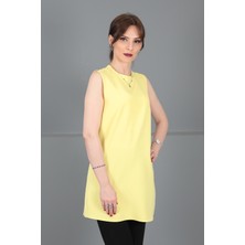 Önder Özsoy Sıfır Yaka Kolsuz Bluz-Sarı