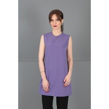 Önder Özsoy Sıfır Yaka Kolsuz Bluz-Lila