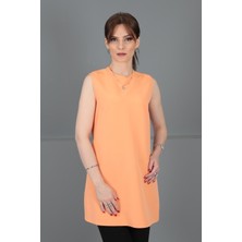 Önder Özsoy Sıfır Yaka Kolsuz Bluz-Şeftali