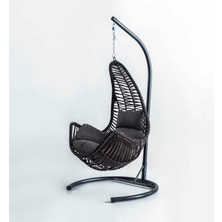 Casamia Zen Tek Kişilik Rattan Kahve Salıncak (Gri Oturum)