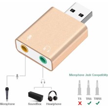 Ultratekno 7.1 Kanal USB Ses Kartı 3D Sound Ses 3.5mm Jack Girişli - Metal