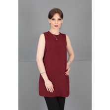 Önder Özsoy Sıfır Yaka Kolsuz Bluz- Bordo