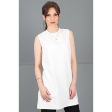 Önder Özsoy Sıfır Yaka Kolsuz Bluz- Beyaz