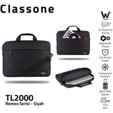 Classone TL2000-T300 Wtxpro Su Geçirmez Kumaş 15,6" Notebook, Laptop ÇANTASI-SIYAH+T300 Kablosuz Mouse