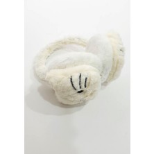 Petek Aksesuar Kedi Peluş Tüylü Soğuktan Koruyucu Kışlık Kulaklık Beyaz