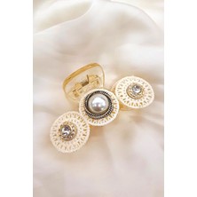 Petek Aksesuar Dantel Metal Incili Şeffaf Mandal Toka