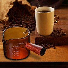 Espresso Kahve Fincanı Ons Bardak Ölçekli ve Ahşap Kolu Ölçme Fincan Siyah(Yurt Dışından)