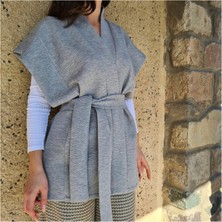 Kinua Studio Yumuşak Dokulu Kapitone Kalın Ovre Yelek Kimono