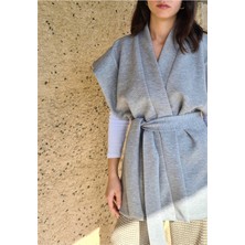 Kinua Studio Yumuşak Dokulu Kapitone Kalın Ovre Yelek Kimono