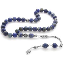 Tesbihane 925 Ayar Gümüş Pençe Püsküllü Küre Kesim Mor Lapis Doğaltaş Tesbih