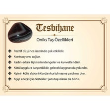 Tesbihane Kararmaz Metal Ayyıldız Püsküllü Fasetalı Küre Kesim Oniks Doğaltaş Tesbih