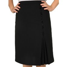 Butik Kısa Büyük Beden Payet Ve Taş Detaylı Astarlı Krep Anne Eteği