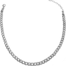 Mistik Silver Taşsız Gümüş Gurmet Zincir Model Choker Kolye