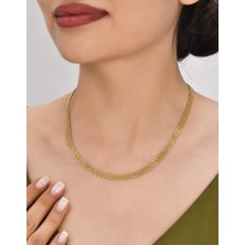 Mistik Silver Forse Bismark Hasır Zincir 14 Ayar Gerçek Altın Zincir Kolye - Kalınlık: 4.00 mm - (585 Damgalı) - 45 cm