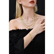 Mistik Silver Forse Bismark Hasır Zincir 14 Ayar Gerçek Altın Zincir Kolye - Kalınlık: 7.80 mm  - (585 Damgalı)