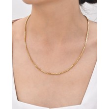 Mistik Silver Küp Zincir 14 Ayar Gerçek Altın Zincir Kolye - Kalınlık: 0.80 mm (585 Damgalı) - 55 cm