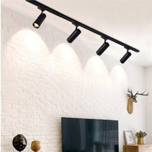 Garra 360 Derece Dönebilen Siyah Kasa Ray Spot Led Lamba (4 Adet) ve 1 Mt Ray Armatür