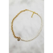 Petek Aksesuar O Incili Zincir Harf Tarz Kolye