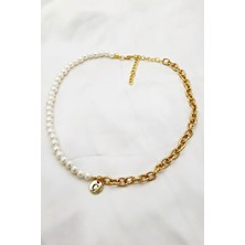 Petek Aksesuar Ç Incili Zincir Harf Tarz Kolye