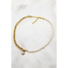 Petek Aksesuar Ü Incili Zincir Harf Tarz Kolye