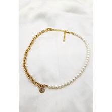 Petek Aksesuar P Incili Zincir Harf Tarz Kolye