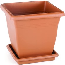 Serinova VK03 Villa Kare Saksı No:3 Tabaklı 32 Cm, 17 Litre Kiremit