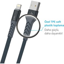 Polosmart PSM22 1.2 Metre (Ios) Light Süper Hızlı Şarj ve Data Kablosu, Siyah