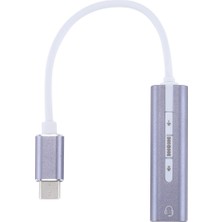 Alüminyum Kabuk 3.5 mm. Jack Harici Usb-C / Tip-C Ses Kartı - Gri (Yurt Dışından)