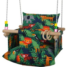 Ahşap Çift Yastıklı Ev Tipi Bebek Salıncak, Bebek Hamak Beşik, Ev Salıncağı, Çingene Salıncağı - Jungle