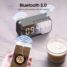 Skara G50 Kablosuz Bluetooth Hoparlör Fm Radyo Mini Taşınabilir Kart Ayna Çalar Saat (Yurt Dışından)