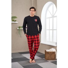 Pjs 23705 Erkek Baskılı Yuvarlak Yaka Pijama Takım