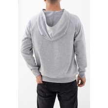 Finger Print Gri Oversize Kapüşonlu Sweatshirt