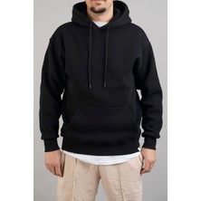 Bombe Erkek Kapüşonlu Basic Sweatshirt Siyah