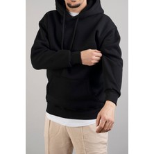 Bombe Erkek Kapüşonlu Basic Sweatshirt Siyah