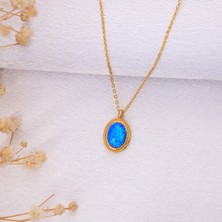 Miavi Silver 925 Ayar Gümüş Opal Taşlı Oval Kolye