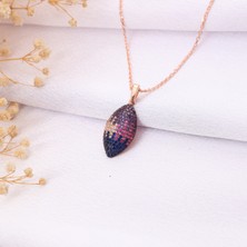 Miavi Silver 925 Ayar Gümüş Mix Taşlı Oval Kolye