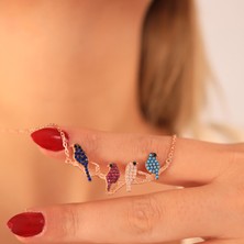 Ravza Gümüş 925 Ayar Gümüş Aile Kuşları Kolye