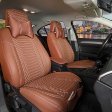 Ack citroen C4 Uyumlu Lüks Deri Oto Koltuk Kılıfı Ön/arka Set Tarçın