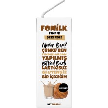 Fomilk Fındık Sütü 200 Ml Glutensiz Bitkisel Bazlı Laktozsuz Vegan Şekersiz