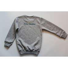 LaLoom Organics Çocuk Gri Melanj Sweatshirt | 3 Iplik Nakışlı Sweatshirt | Hello Sunshine