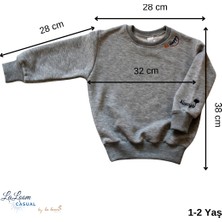 LaLoom Organics Çocuk Gri Melanj Sweatshirt | 3 Iplik Nakışlı Sweatshirt | Hello Sunshine