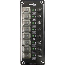 Sealux Marine 8 Anahtarlı Switch Dikey Panel 12-24v Sigorta Paneli